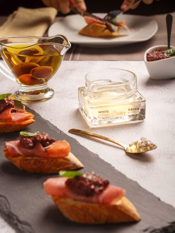 White balsamic pearls