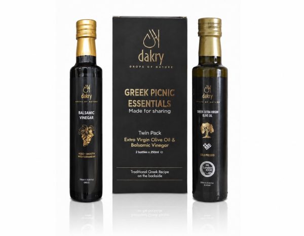 Dakry | Greek Picnic Essentials   Ex. Virgin Olive Oil & Black balsamic vinegar.